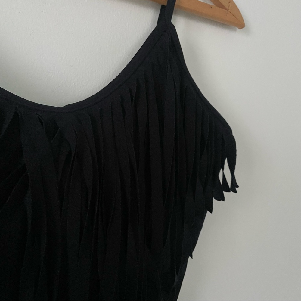 Magic Suit Black Fringe Ruched Shaping One Piece Swimsuit Size 6 - Picture 3 of 4